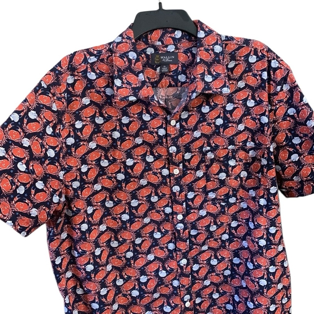Wallin & Bros. crab seashell short sleeve casual button down shirt - Picture 2 of 11